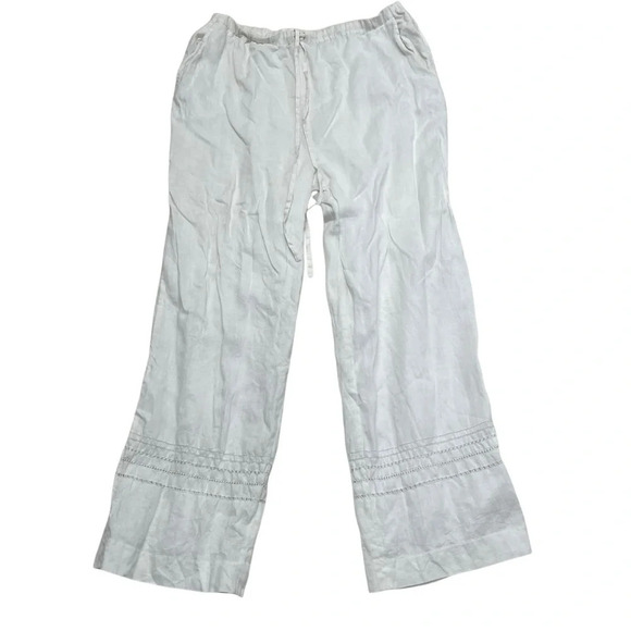 Austin Reed London 100% linen wide leg pants white boho coastal women’s 18 - Picture 1 of 11